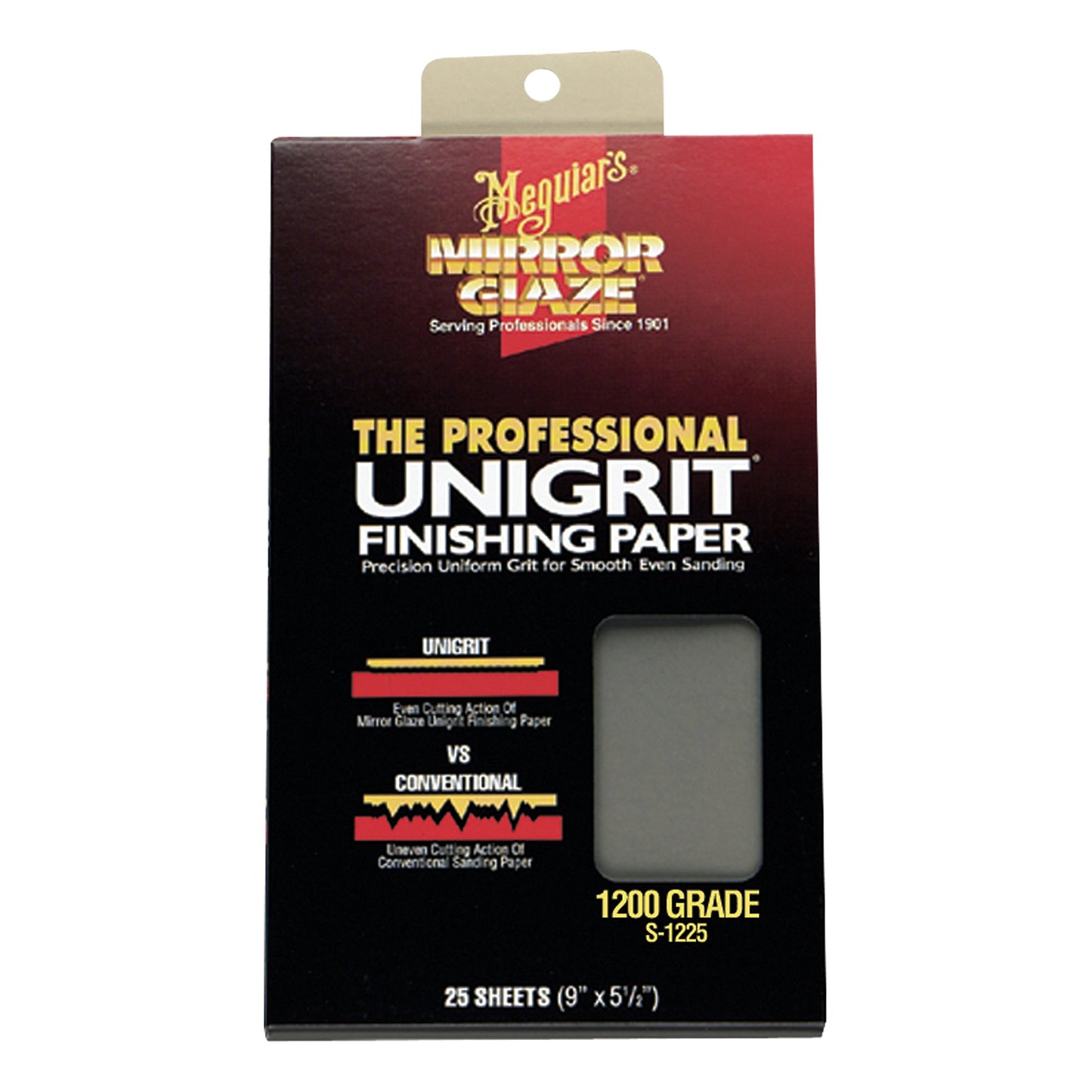 Meguiar's S1225 Mirror Glaze Unigrit Finishing Paper 1200 Grit (25 Sheets)