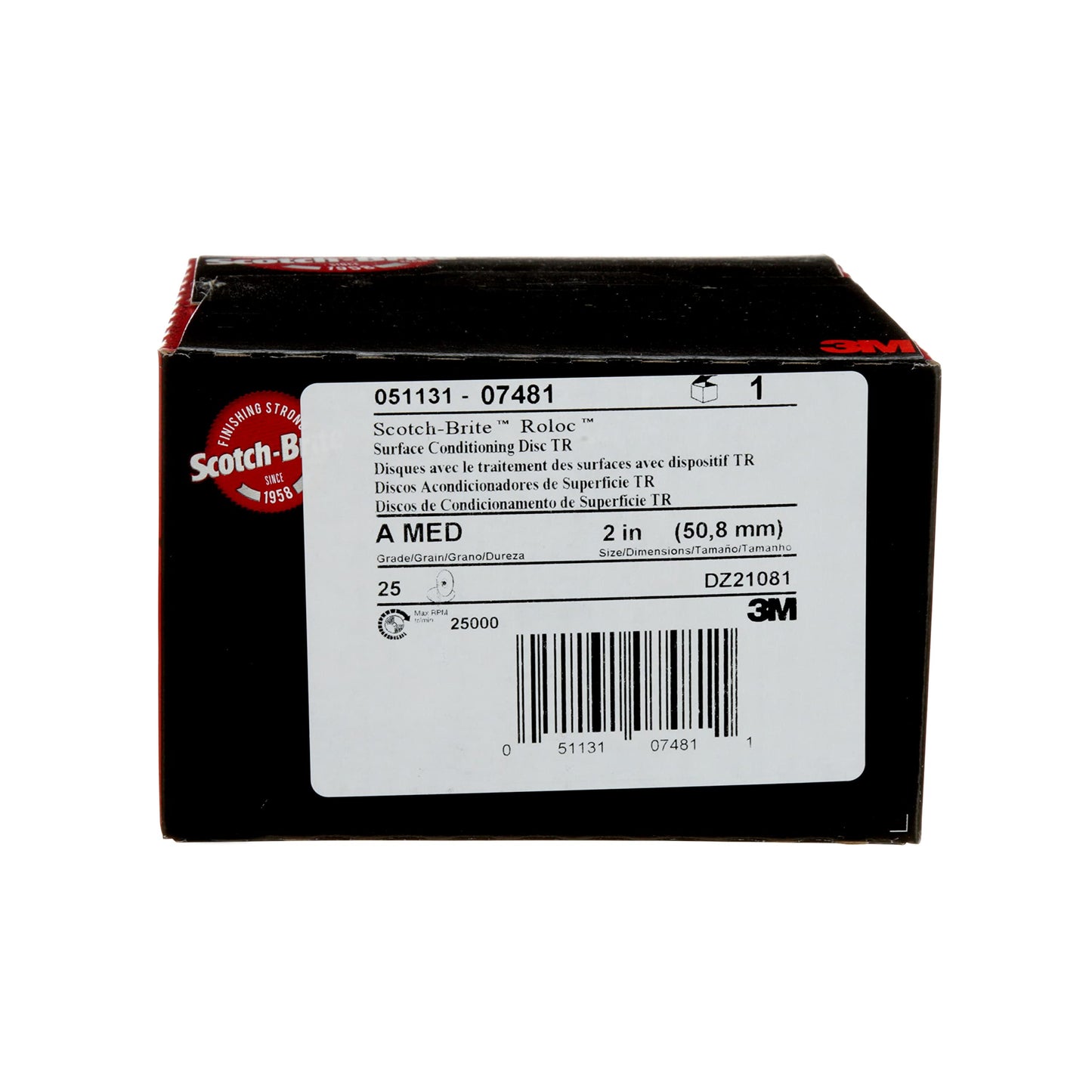 Scotch-Brite 07481 Roloc 2" x No Hole Aluminum Oxide Medium Grade Surface Conditioning Disc