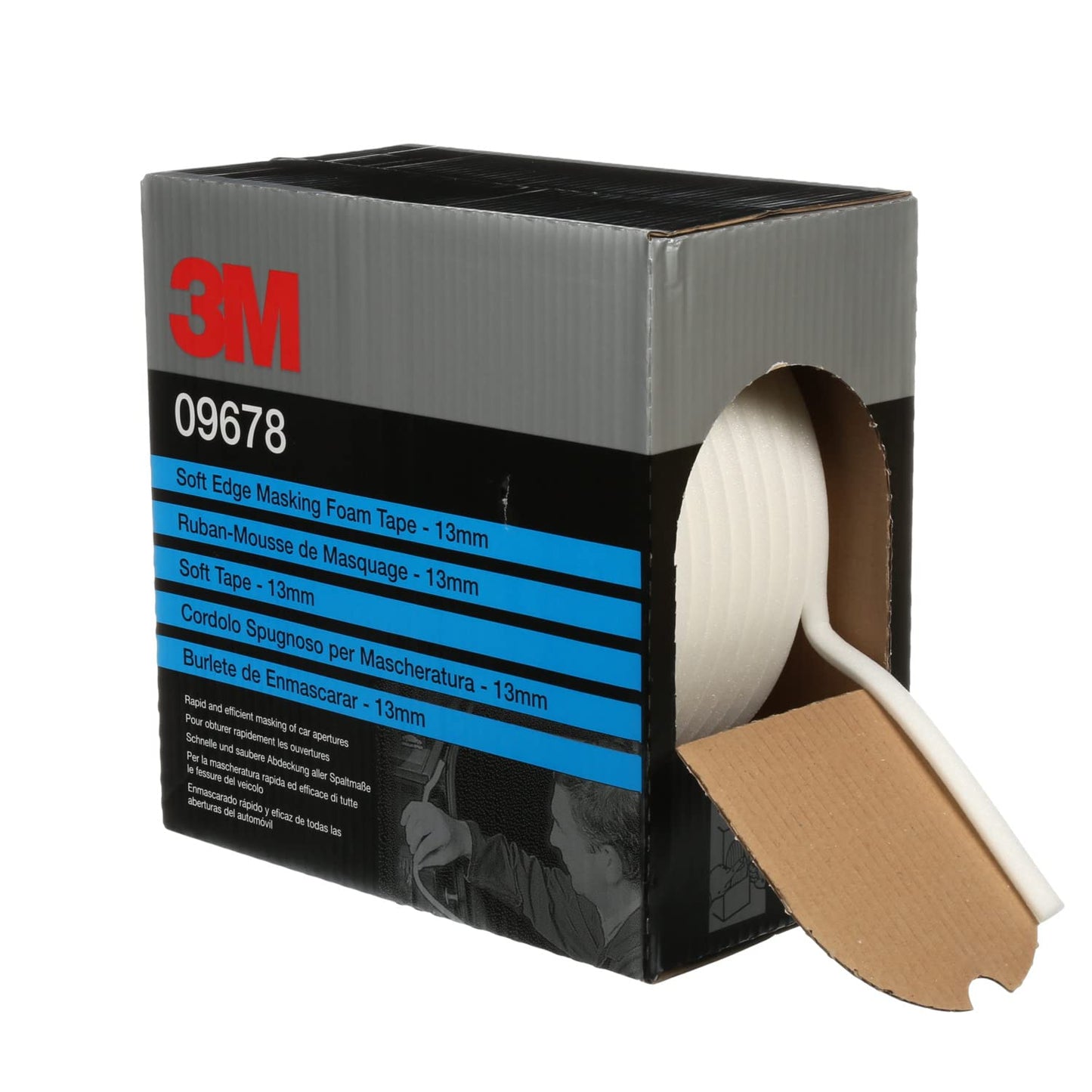 3M Automotive Repair Soft Edge Foam Masking Tape, 09678, 1/2 in x 165 ft (13 mm x 50 m), 1 Pack