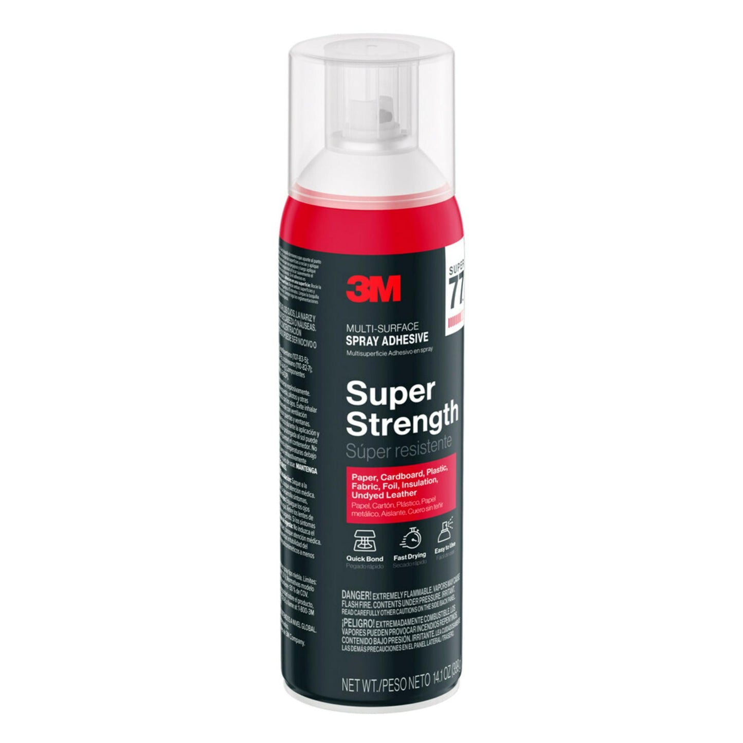 3M Super 77 Multi-Surface Spray Adhesive, 14.1 oz., Low VOC, Quick Bond, Fast Drying, Clear Finish for Foil, Foam, Paper, Metal, Plastic, Fabric, and Cardboard (77-NAT-EF)