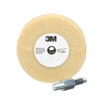 3M Stripe Off Wheel – Adhesive Remover – Eraser Wheel – Removes Decals, Stripes, Vinyl, Tapes and Graphics – 4” Diameter x 5/8” Thick – 3/8-16 Threaded Mandrel – 07498 – Pack of 1