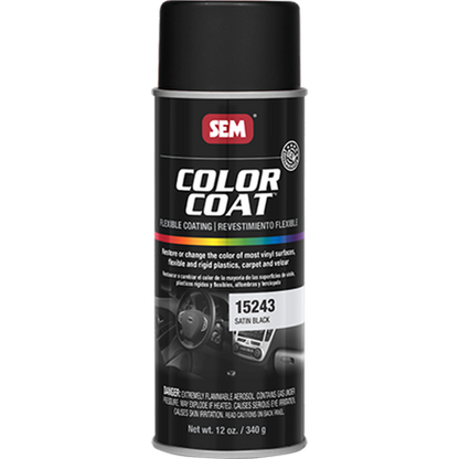 SEM Products Color Coat  15243 Satin Black Aerosol 16 oz