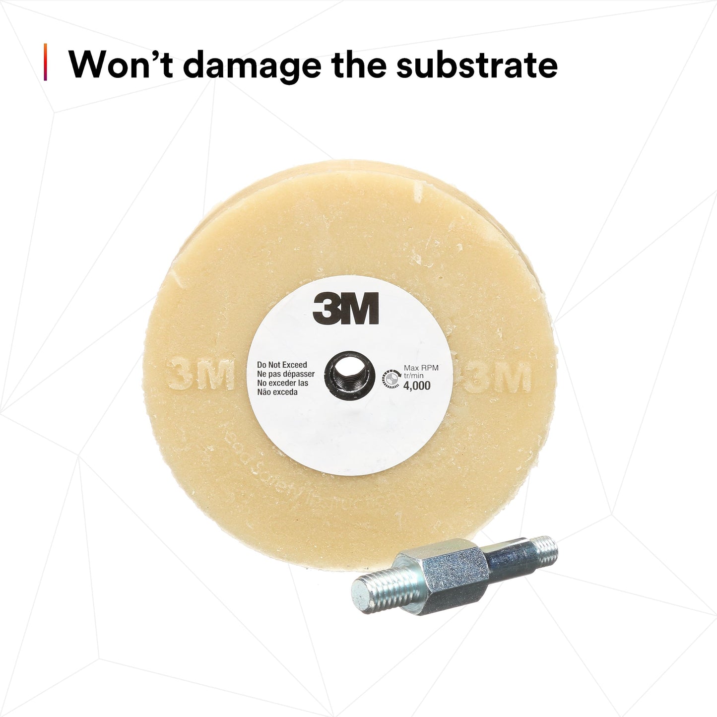 3M Stripe Off Wheel – Adhesive Remover – Eraser Wheel – Removes Decals, Stripes, Vinyl, Tapes and Graphics – 4” Diameter x 5/8” Thick – 3/8-16 Threaded Mandrel – 07498 – Pack of 1