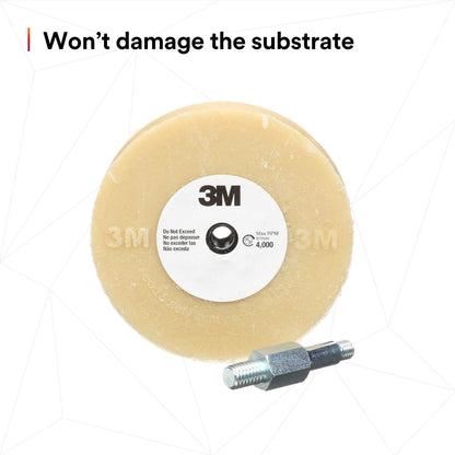 3M Stripe Off Wheel – Adhesive Remover – Eraser Wheel – Removes Decals, Stripes, Vinyl, Tapes and Graphics – 4” Diameter x 5/8” Thick – 3/8-16 Threaded Mandrel – 07498 – Pack of 1