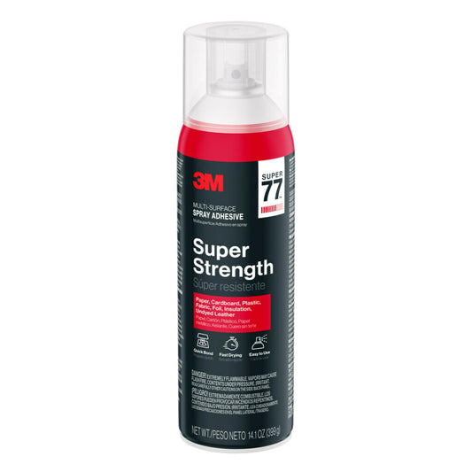 3M Super 77 Multi-Surface Spray Adhesive, 14.1 oz., Low VOC, Quick Bond, Fast Drying, Clear Finish for Foil, Foam, Paper, Metal, Plastic, Fabric, and Cardboard (77-NAT-EF)