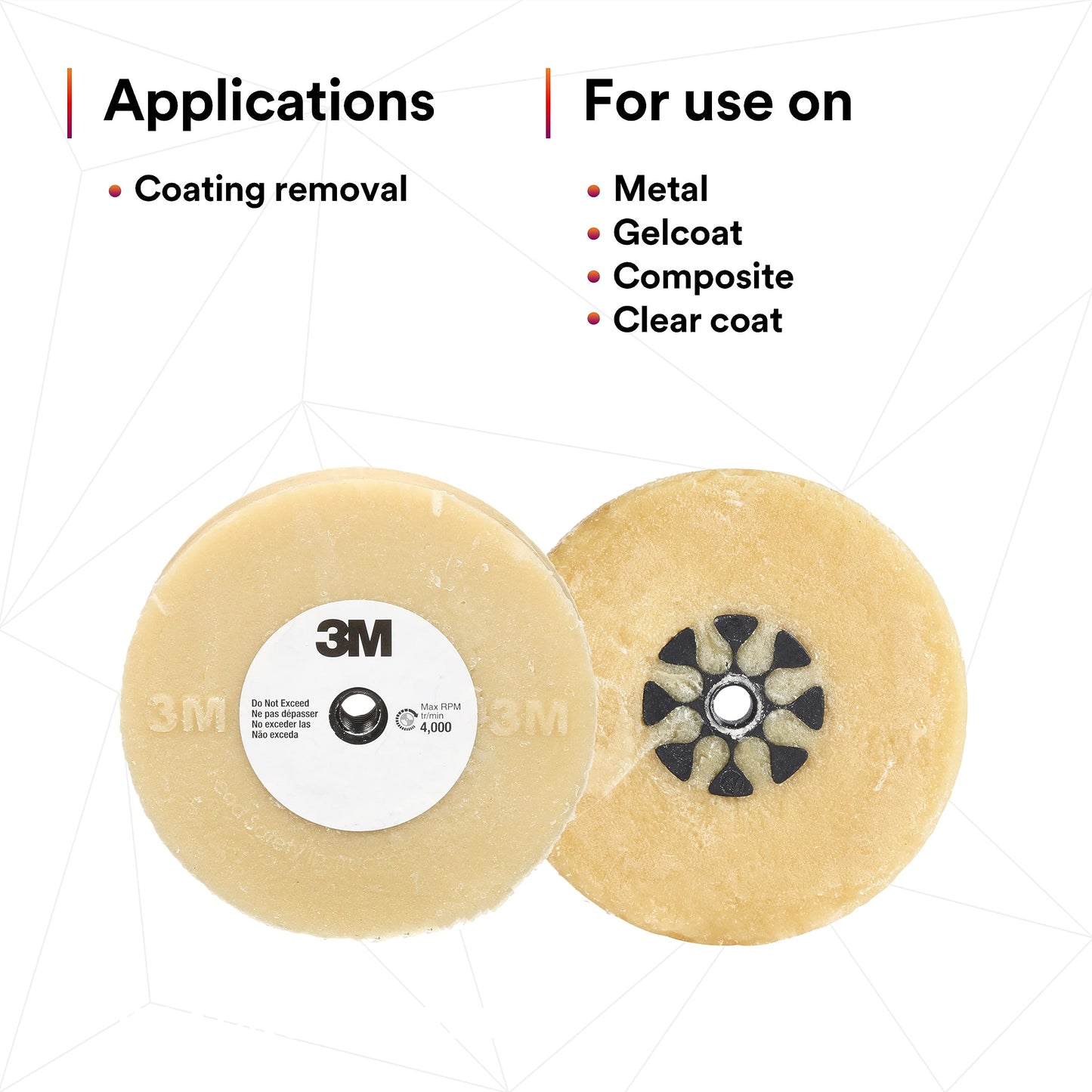 3M Stripe Off Wheel – Adhesive Remover – Eraser Wheel – Removes Decals, Stripes, Vinyl, Tapes and Graphics – 4” Diameter x 5/8” Thick – 3/8-16 Threaded Mandrel – 07498 – Pack of 1