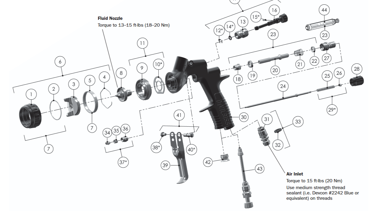 DeVilbiss Factory Parts for Tekna Guns (legacy)