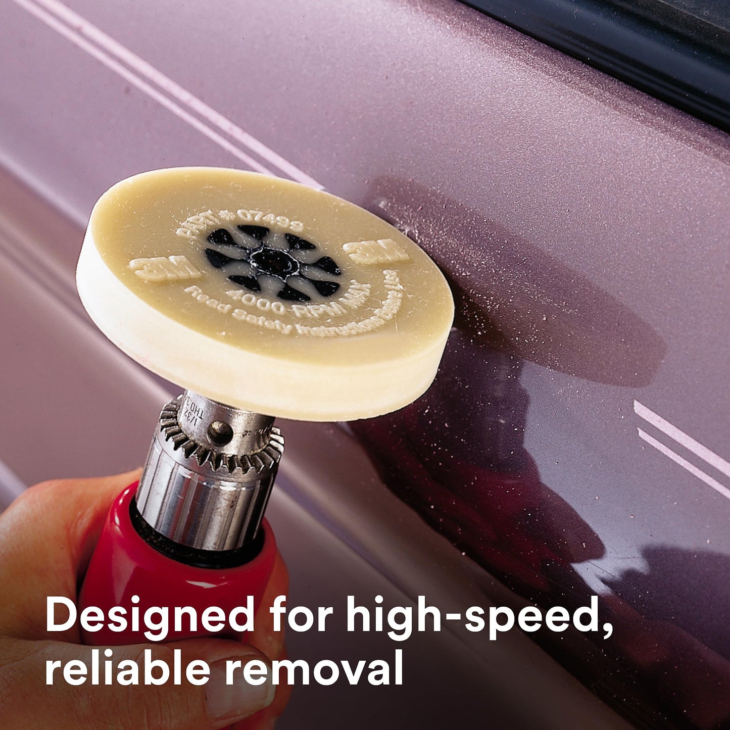 3M Stripe Off Wheel – Adhesive Remover – Eraser Wheel – Removes Decals, Stripes, Vinyl, Tapes and Graphics – 4” Diameter x 5/8” Thick – 3/8-16 Threaded Mandrel – 07498 – Pack of 1