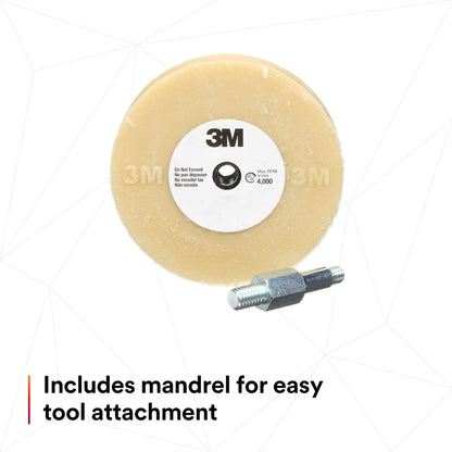 3M Stripe Off Wheel – Adhesive Remover – Eraser Wheel – Removes Decals, Stripes, Vinyl, Tapes and Graphics – 4” Diameter x 5/8” Thick – 3/8-16 Threaded Mandrel – 07498 – Pack of 1
