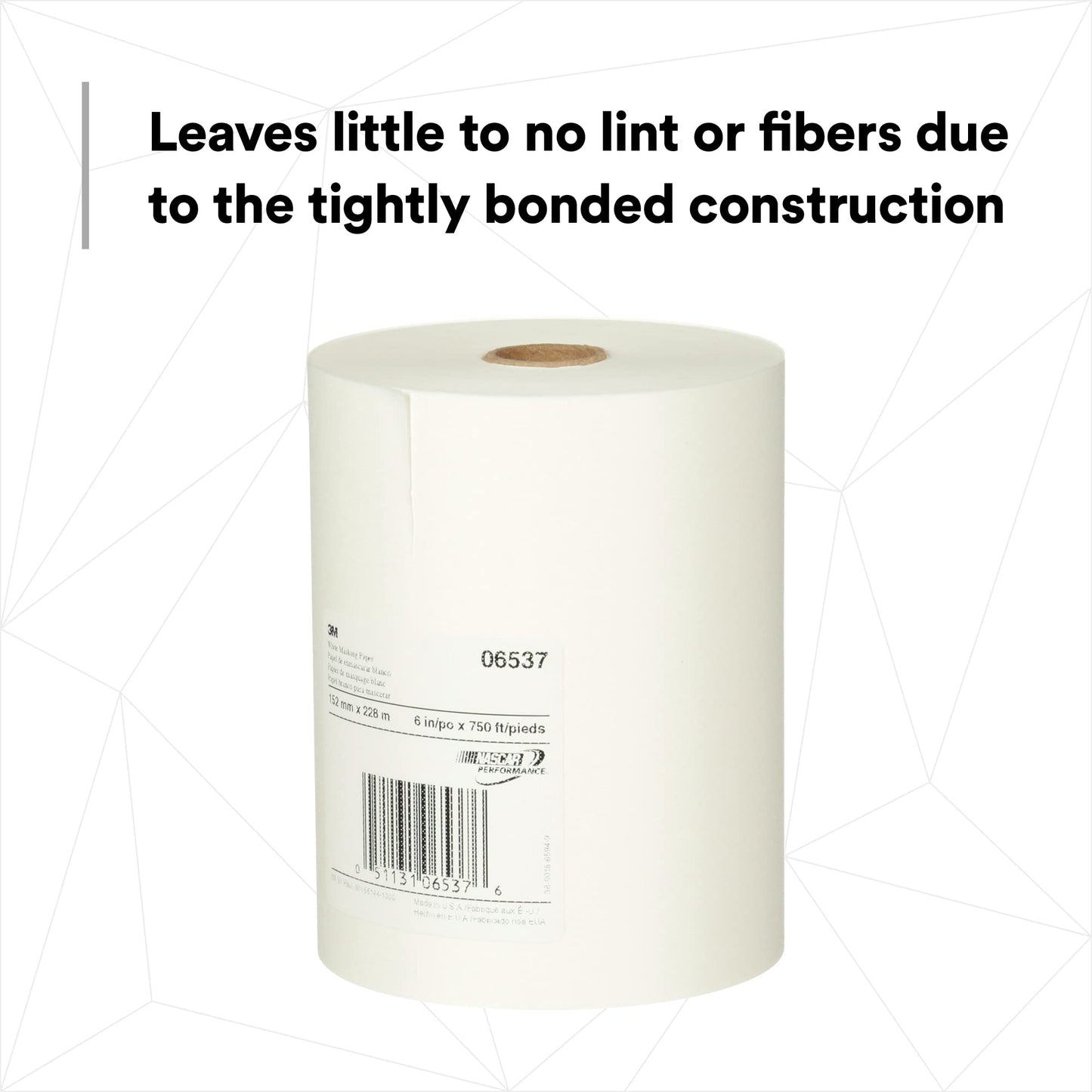 3M White Masking Paper, 06537, 6 in x 750 ft (152.4 mm x 228.6 m), 1 Pack