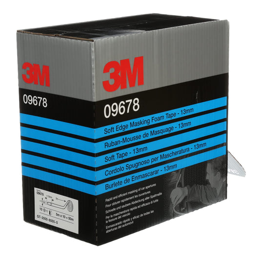 3M Automotive Repair Soft Edge Foam Masking Tape, 09678, 1/2 in x 165 ft (13 mm x 50 m), 1 Pack