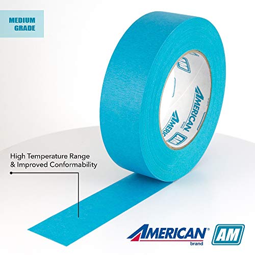 American Aqua Medium Temp Paper Masking Tape, 18MM X 54.8M, Aqua, Case of 48 Rolls